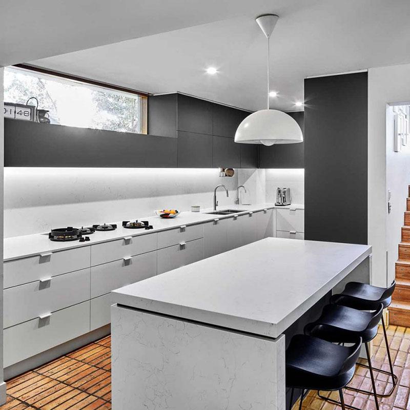 U shape grey lacquer kitchen cabinet